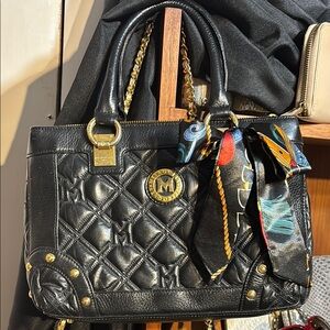 Metro City Black Quilted Shoulder Bag with Gold Accents NWOT